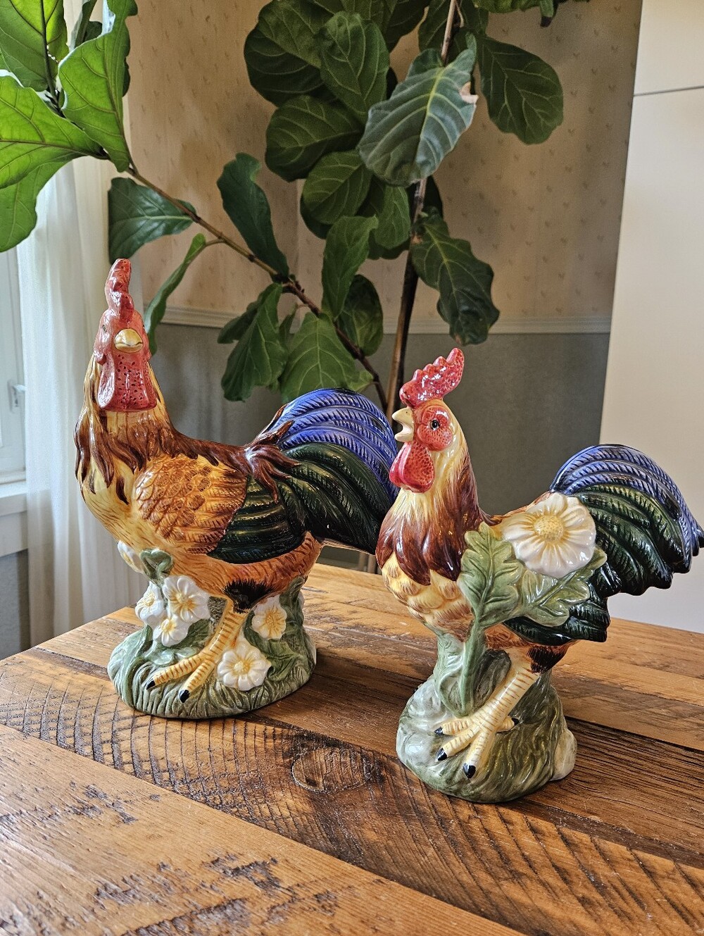 Vintage Ceramic Rooster Set (Set of 2)